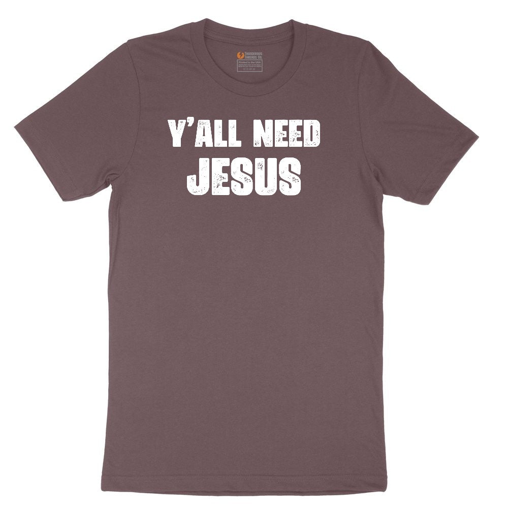 Y'all Need Jesus Version 2 Ladies Short Sleeve Tee - Sangria Blackout