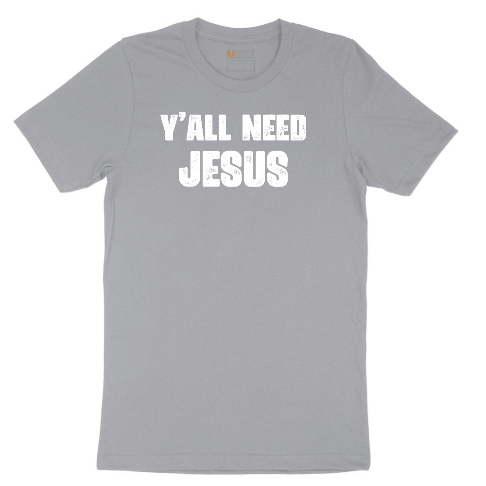 Y'all Need Jesus Version 2 Short Sleeve Tee - Athletic Heather Grey