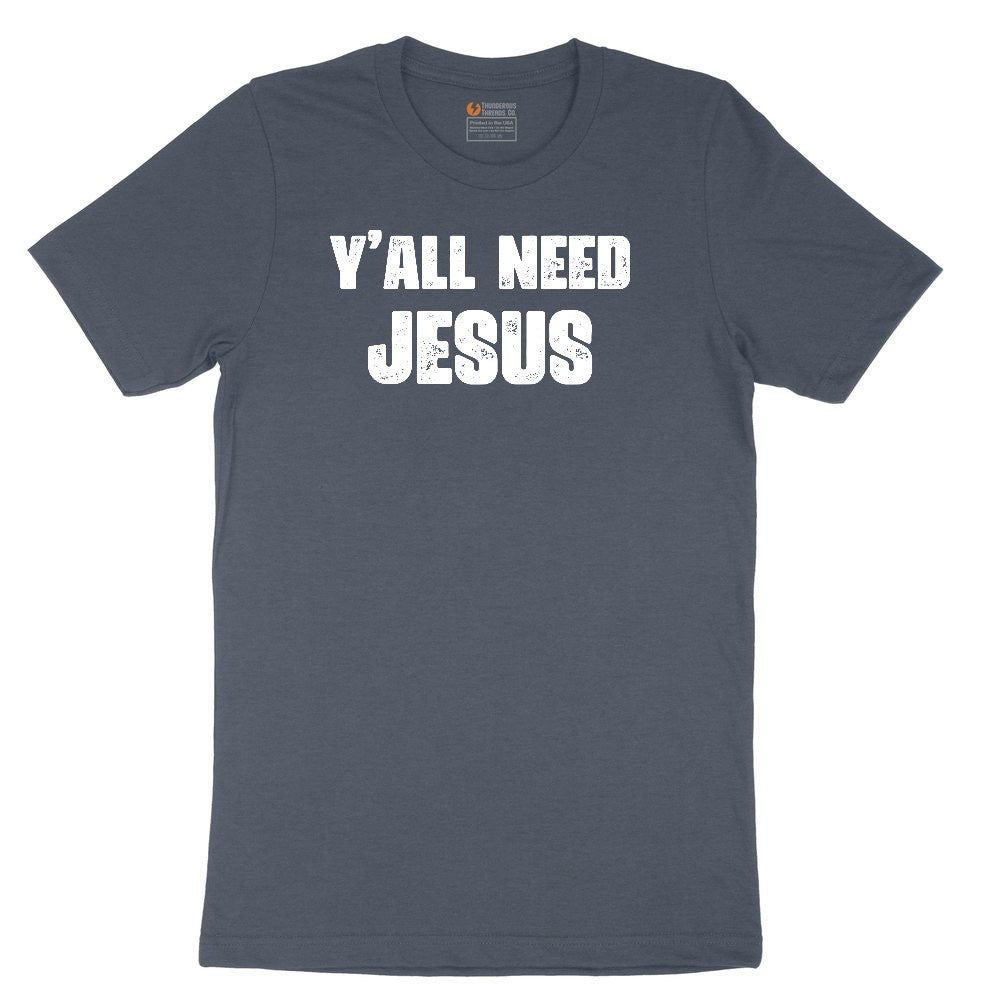 Y'all Need Jesus Version 2 Toddler Short Sleeve Tee - Heather Navy