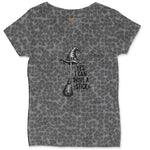 Yes I Can Drive a Stick Funny Halloween Shirt Ladies Curvy Tee - Black Leopard
