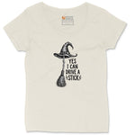 Yes I Can Drive a Stick Funny Halloween Shirt Ladies Curvy Tee - Natural Heather