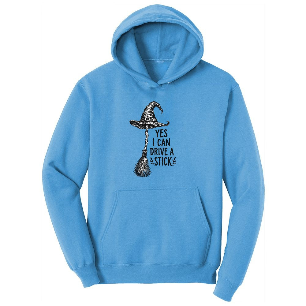 Yes I Can Drive a Stick Funny Halloween Shirt Ladies Hoodie - Aquatic Blue