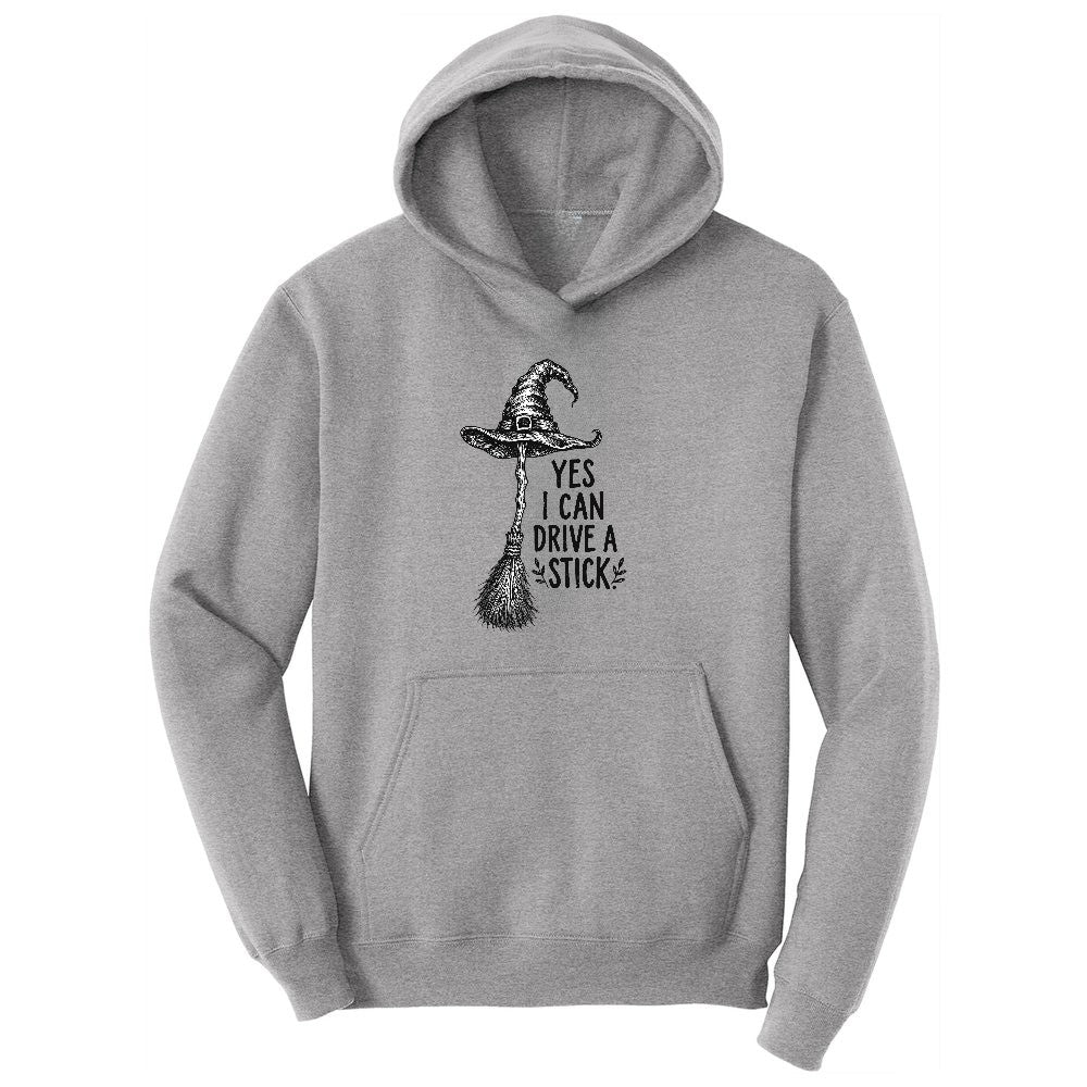 Yes I Can Drive a Stick Funny Halloween Shirt Ladies Hoodie - Athletic Heather