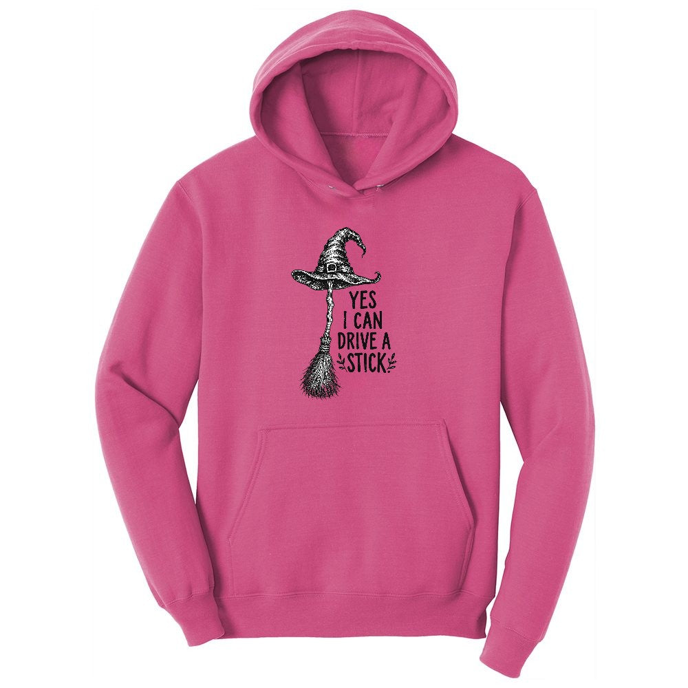 Yes I Can Drive a Stick Funny Halloween Shirt Ladies Hoodie - Sangria