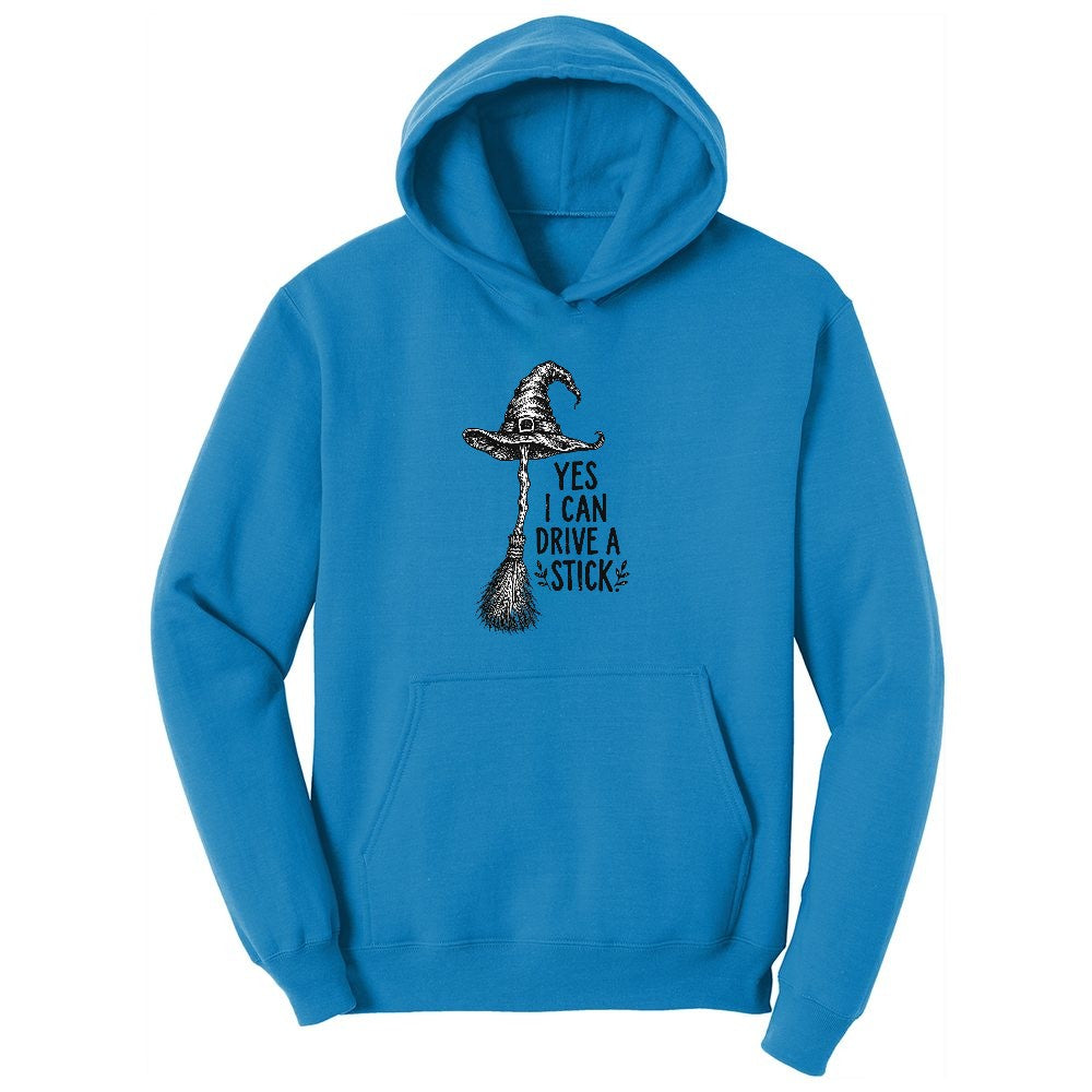 Yes I Can Drive a Stick Funny Halloween Shirt Ladies Hoodie - Sapphire