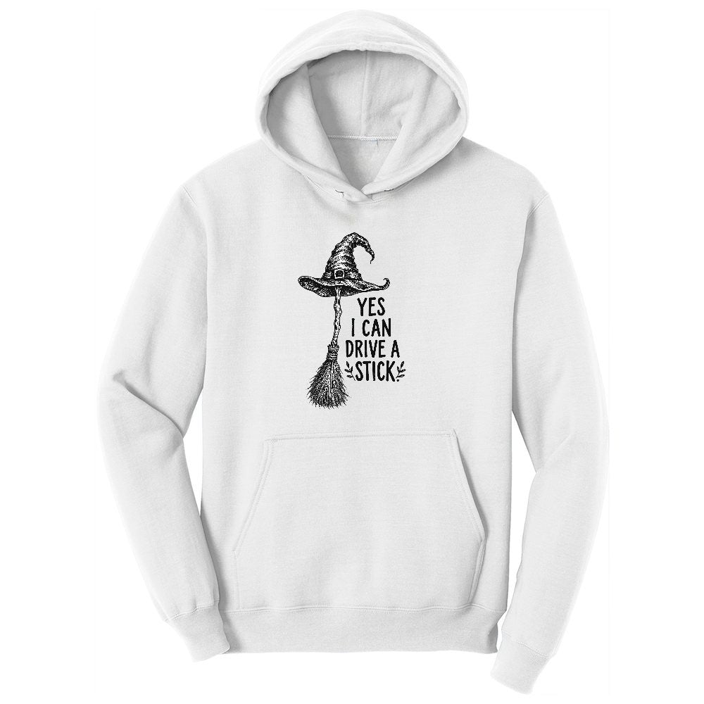 Yes I Can Drive a Stick Funny Halloween Shirt Ladies Hoodie - White