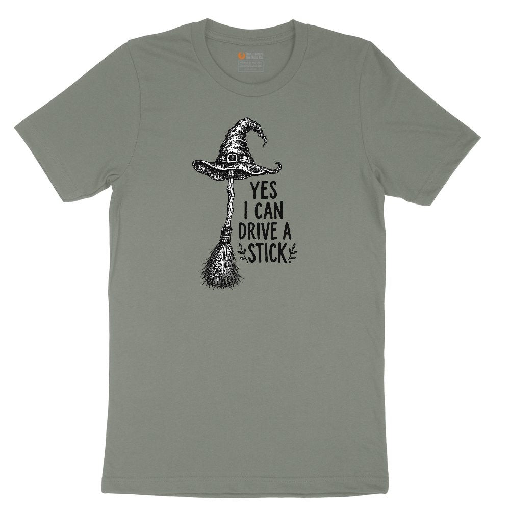 Yes I Can Drive a Stick Funny Halloween Shirt Ladies Short Sleeve Tee - Bamboo Blackout