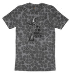 Yes I Can Drive a Stick Funny Halloween Shirt Ladies Short Sleeve Tee - Black Leopard