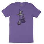 Yes I Can Drive a Stick Funny Halloween Shirt Ladies Short Sleeve Tee - Vintage Purple
