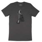 Yes I Can Drive a Stick Funny Halloween Shirt Ladies Short Sleeve Tee - Vintage Smoke