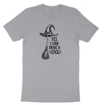 Yes I Can Drive a Stick Funny Halloween Shirt Short Sleeve Tee - Athletic Heather Grey
