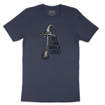 Yes I Can Drive a Stick Funny Halloween Shirt Short Sleeve Tee - Heather Navy