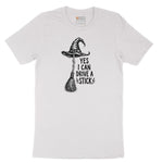 Yes I Can Drive a Stick Funny Halloween Shirt Short Sleeve Tee - White
