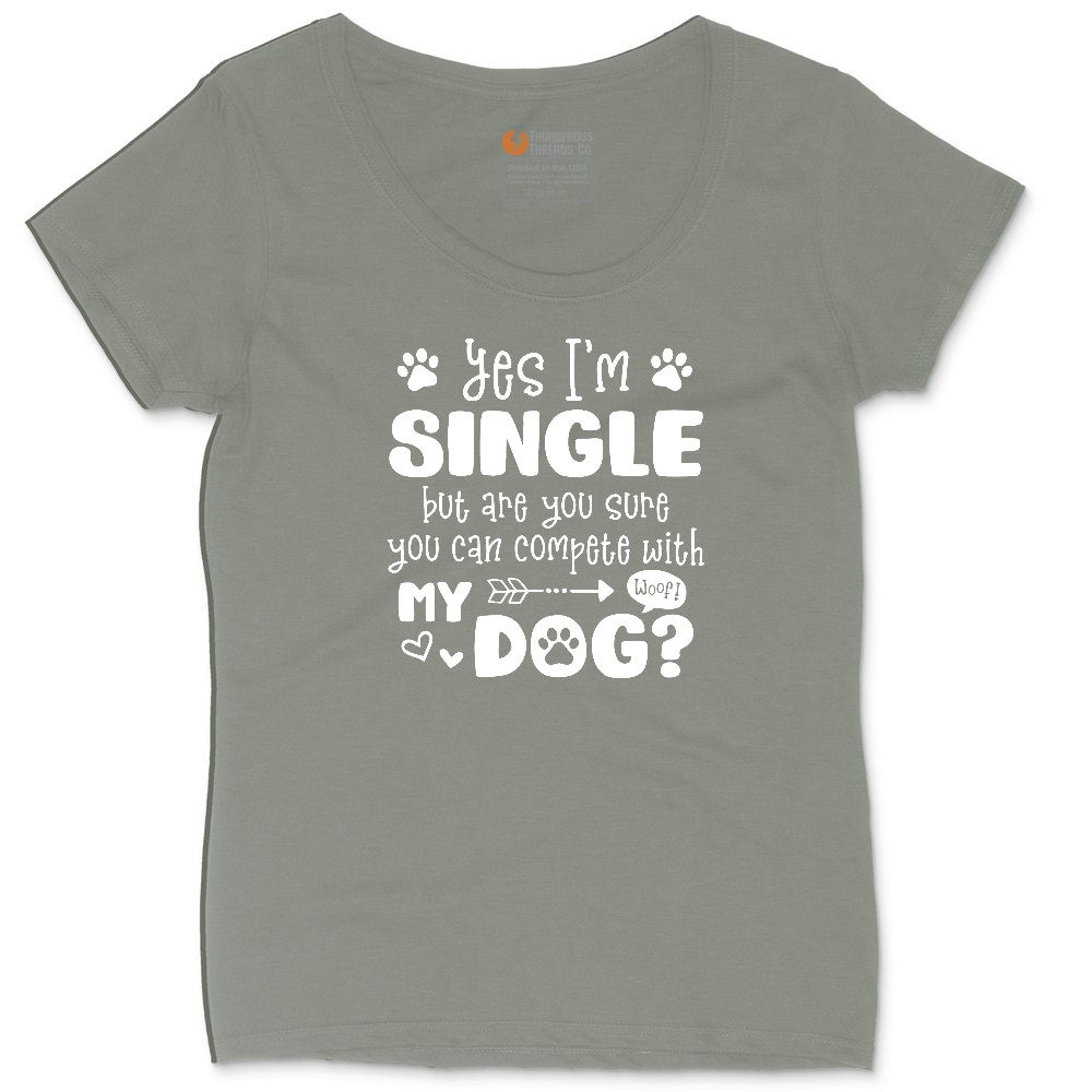Yes I'm Single Dog Design Ladies Curvy Tee - Bamboo Blackout