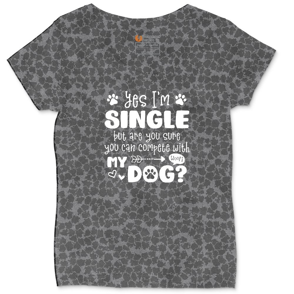 Yes I'm Single Dog Design Ladies Curvy Tee - Black Leopard