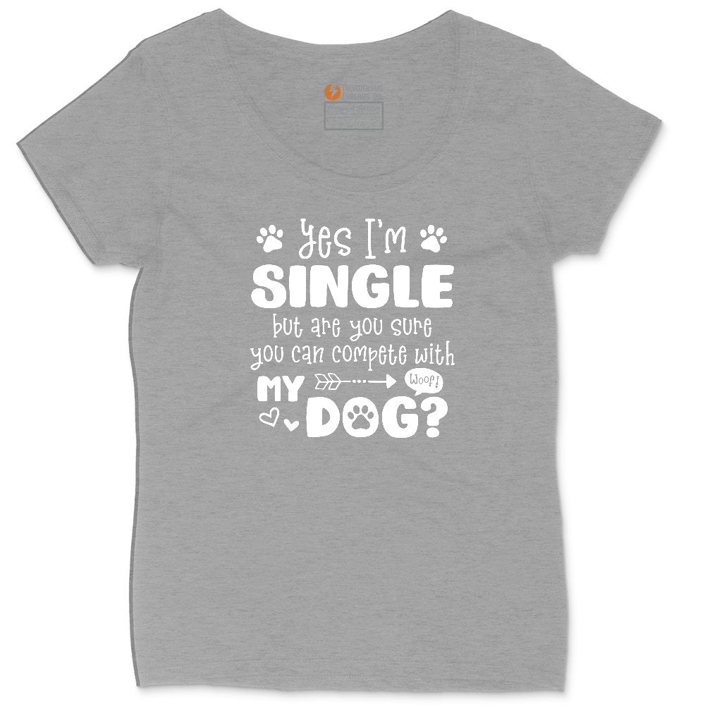 Yes I'm Single Dog Design Ladies Curvy Tee - Granite Heather