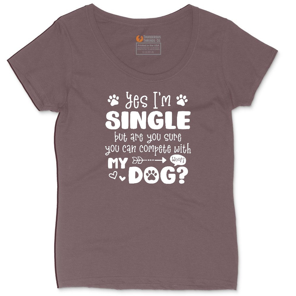 Yes I'm Single Dog Design Ladies Curvy Tee - Sangria Blackout