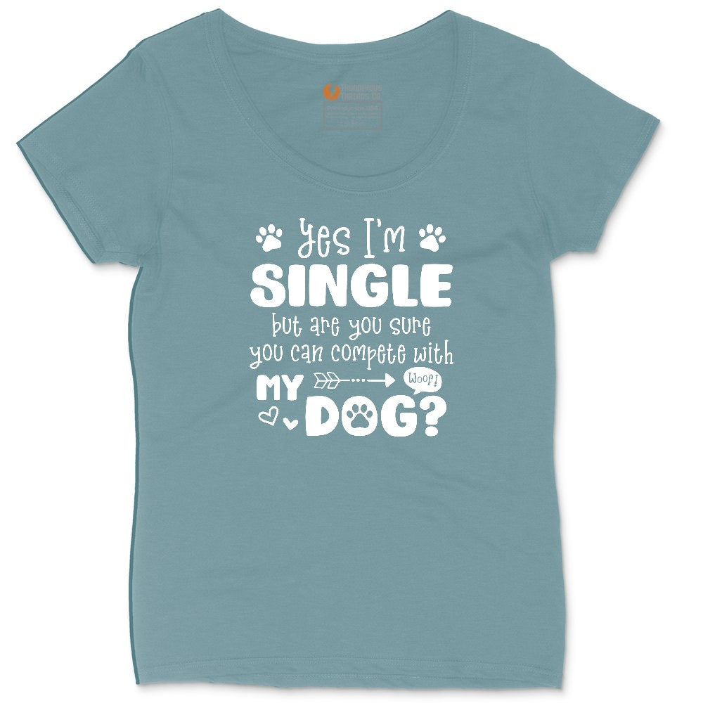 Yes I'm Single Dog Design Ladies Curvy Tee - Surf Blackout