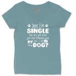 Yes I'm Single Dog Design Ladies Curvy Tee - Surf Blackout