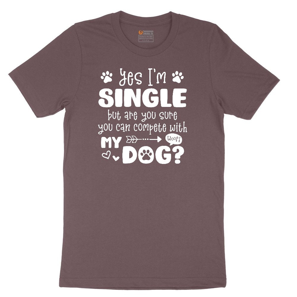 Yes I'm Single Dog Design Ladies Short Sleeve Tee - Sangria Blackout