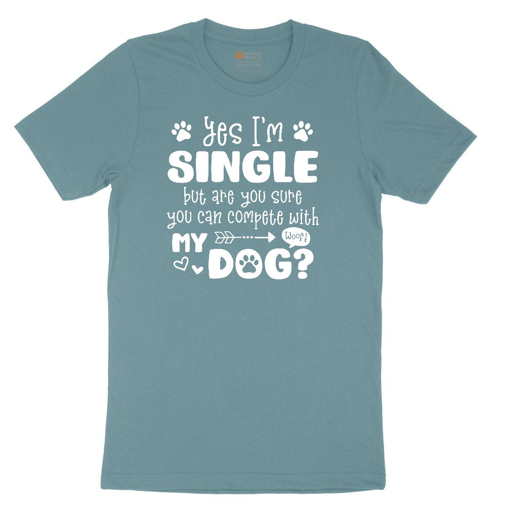 Yes I'm Single Dog Design Ladies Short Sleeve Tee - Surf Blackout