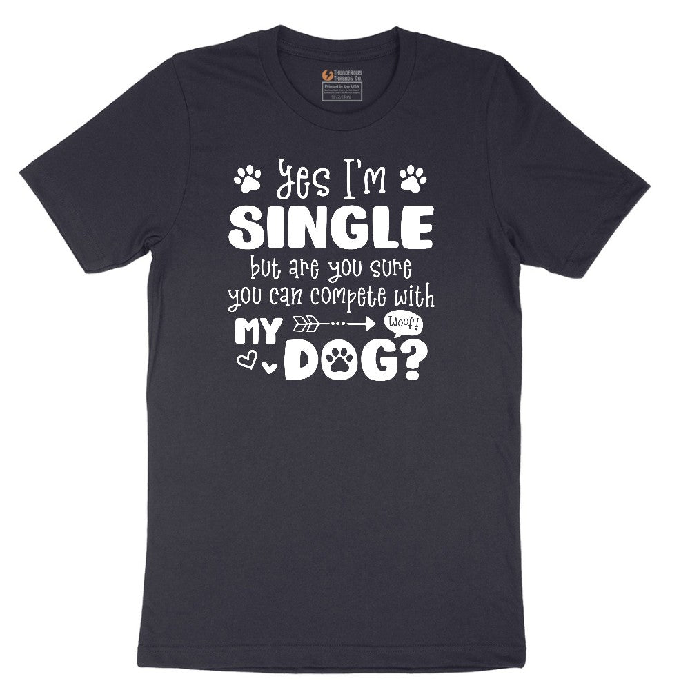 Yes I'm Single Dog Design Short Sleeve Tee - Deep Navy