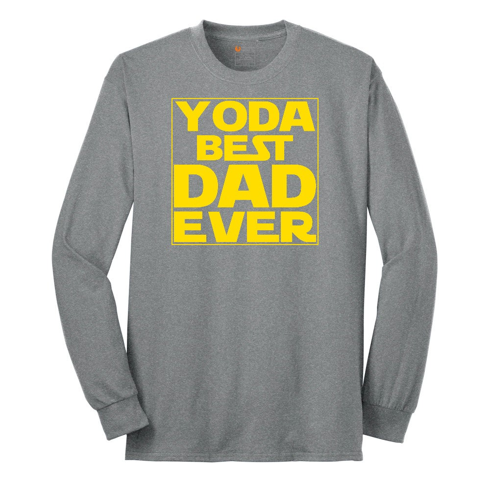 YODA Best Dad Ever Long Sleeve Tee - Athletic Grey