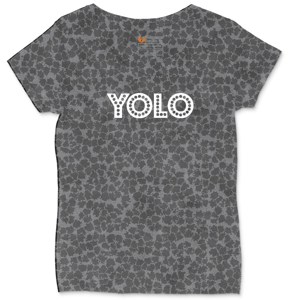 YOLO Ladies Curvy Tee - Black Leopard