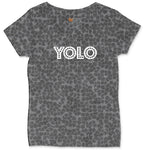 YOLO Ladies Curvy Tee - Black Leopard