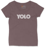 YOLO Ladies Curvy Tee - Sangria Blackout
