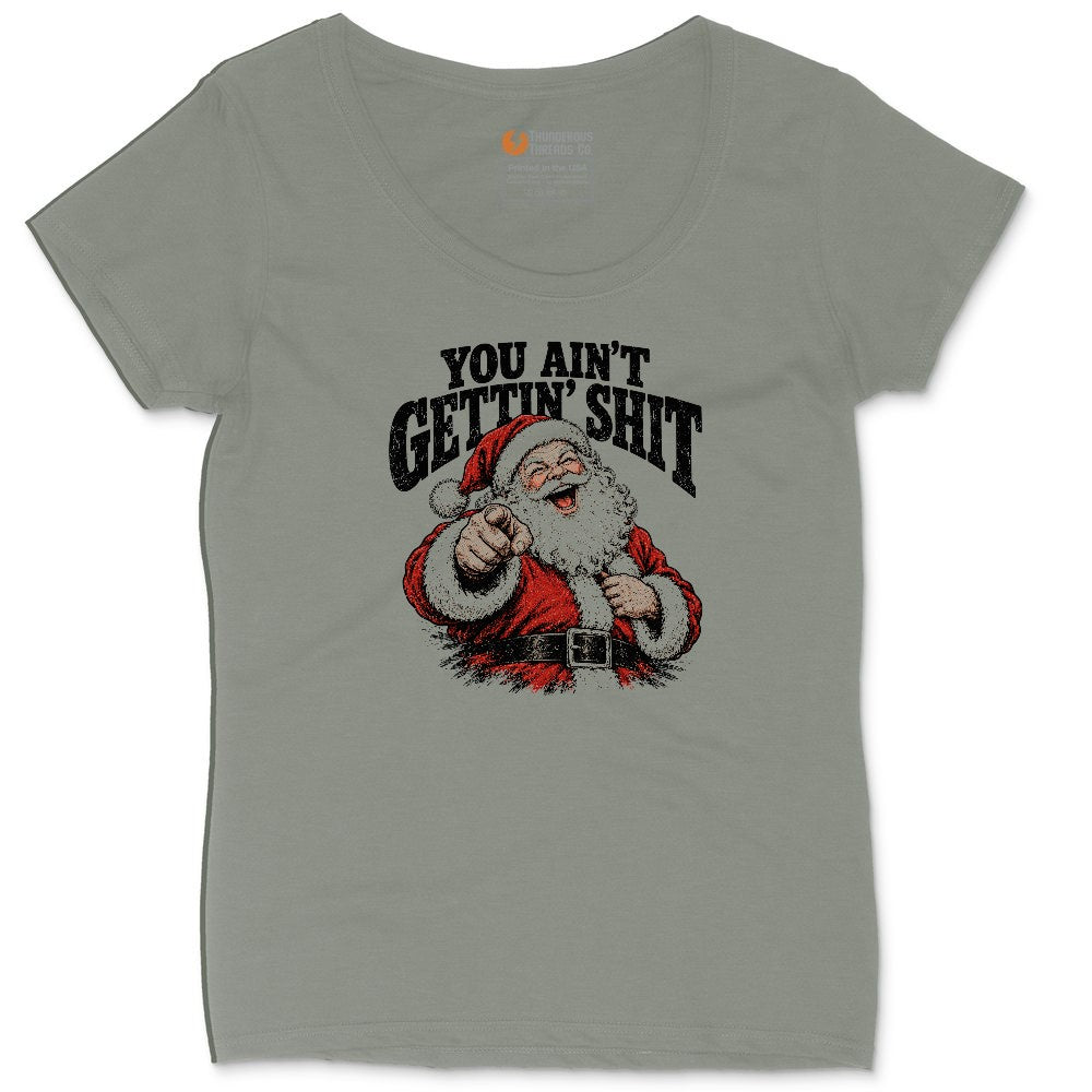 You Ain't Getting Shit Santa Design Ladies Curvy Tee - Bamboo Blackout