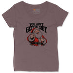 You Ain't Getting Shit Santa Design Ladies Curvy Tee - Sangria Blackout