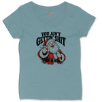 You Ain't Getting Shit Santa Design Ladies Curvy Tee - Surf Blackout