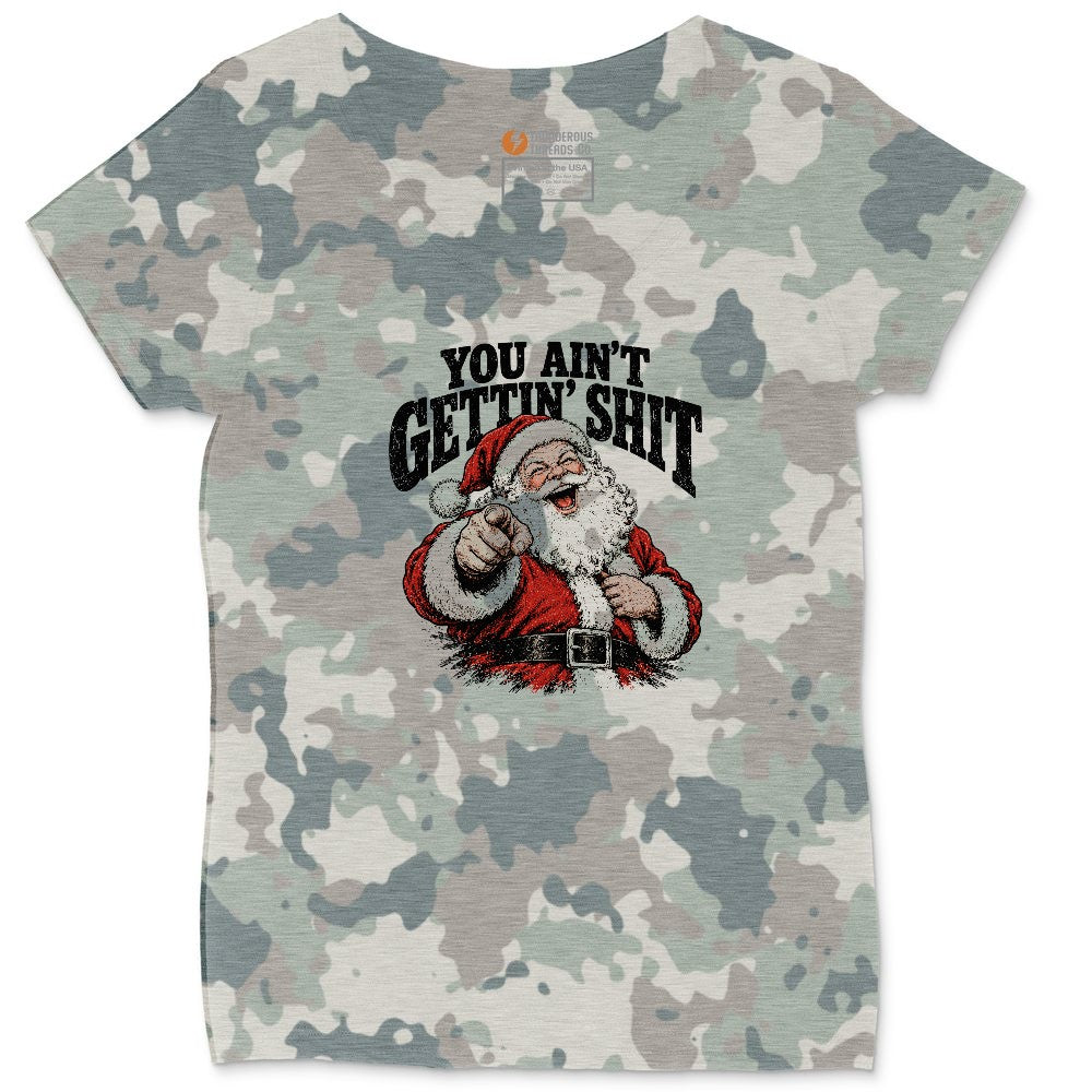 You Ain't Getting Shit Santa Design Ladies Curvy Tee - Vintage Camo