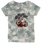 You Ain't Getting Shit Santa Design Ladies Curvy Tee - Vintage Camo