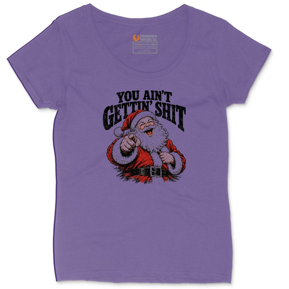 You Ain't Getting Shit Santa Design Ladies Curvy Tee - Vintage Purple