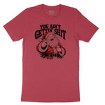 You Ain't Getting Shit Santa Design Ladies Short Sleeve Tee - Vintage Red