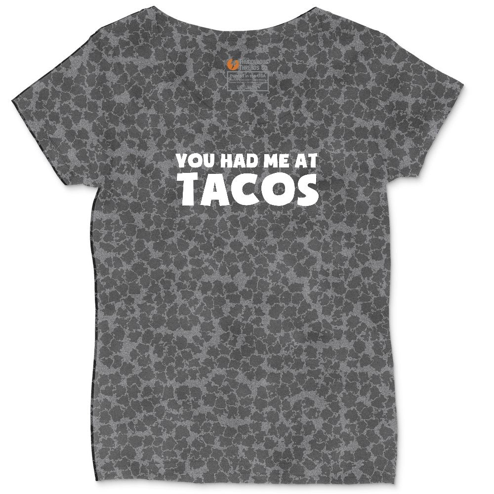 You Had Me at Tacos Version 2 Ladies Curvy Tee - Black Leopard