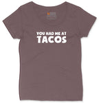 You Had Me at Tacos Version 2 Ladies Curvy Tee - Sangria Blackout