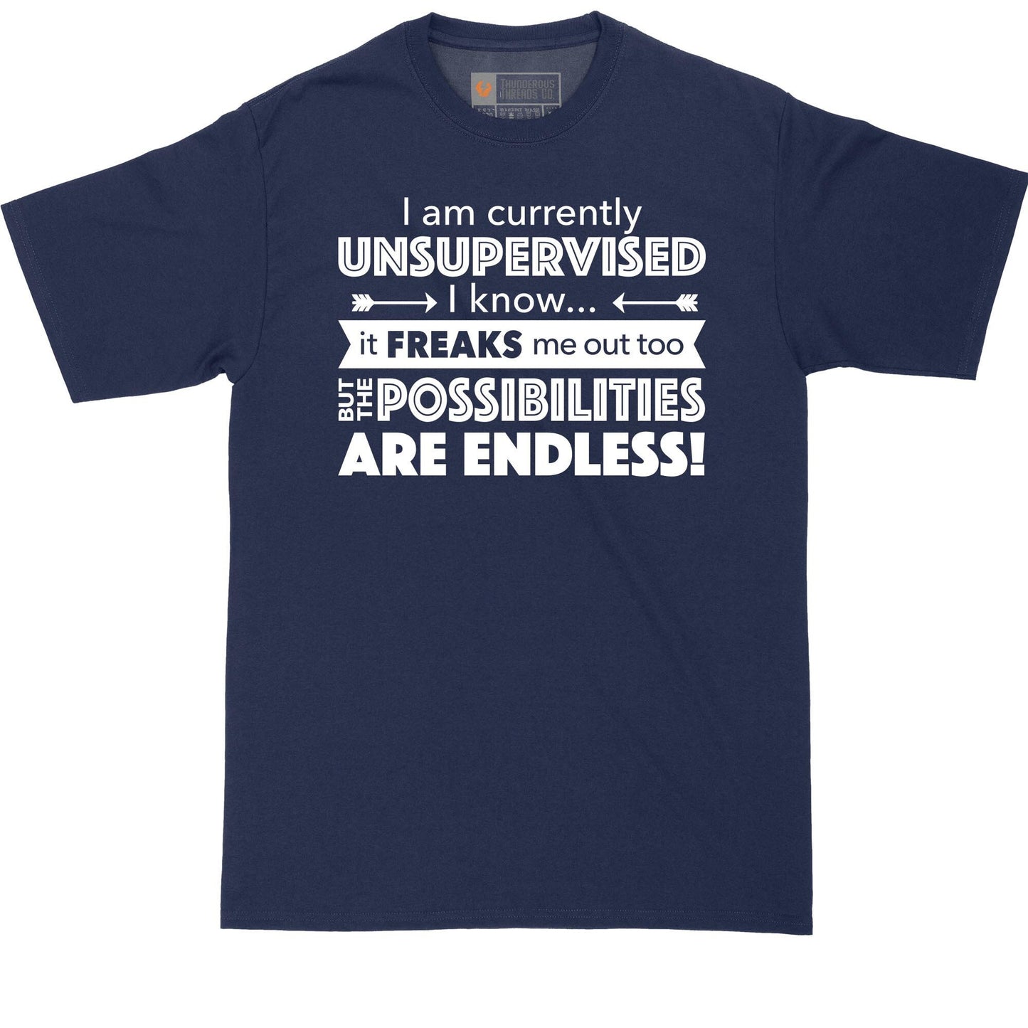 I'm Currently UnSupervised The Possibilities are Endless | Big and Tall Mens T-Shirt | Funny T-Shirt | Graphic T-Shirt