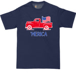 Big and Tall Men | Funny T-Shirt | America Truck Fourth of July | Graphic T-Shirt