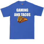 Big and Tall Men | Gaming and Tacos T-Shirt | Gamer Shirt | Mens Big and Tall Graphic T-Shirt | Shirts for Big Guys