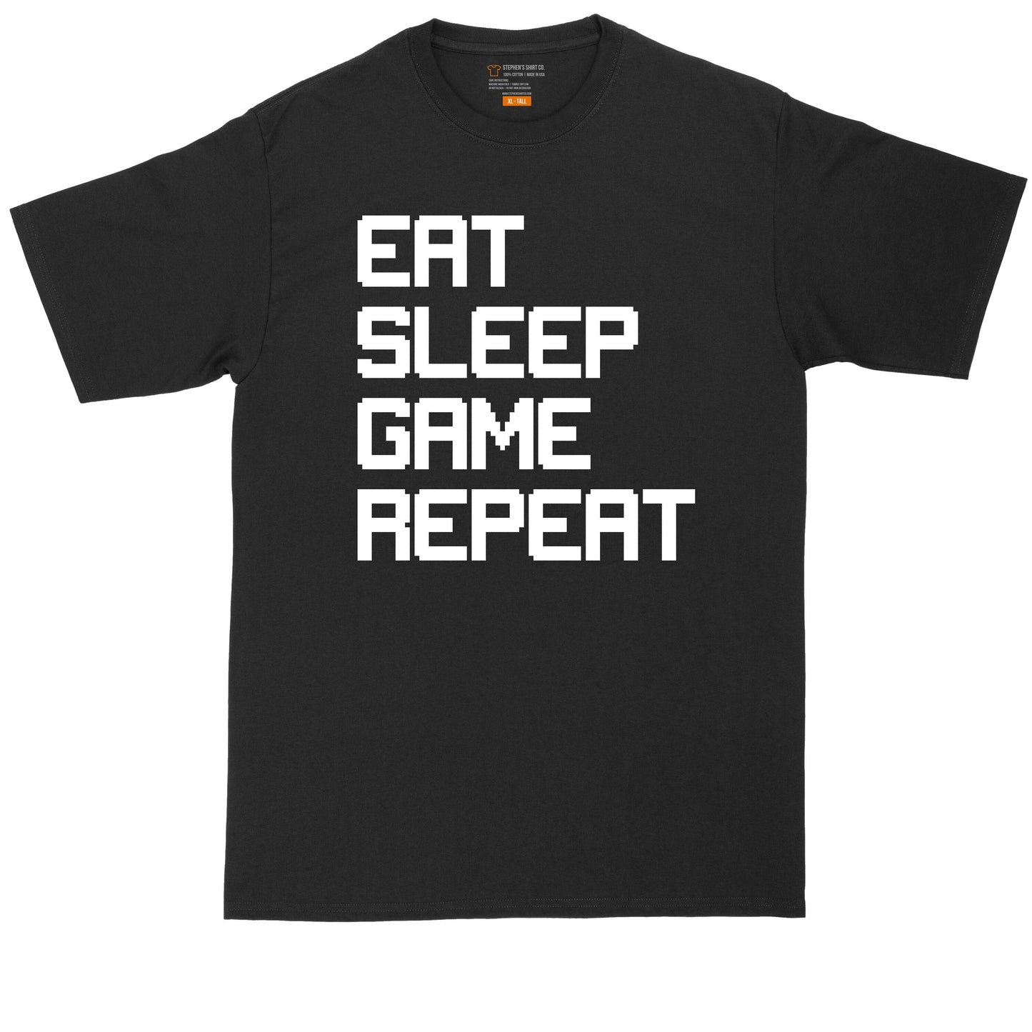 Big and Tall Men | Eat Sleep Game Repeat Gamer T-Shirt | Gamer Shirt | Shirts for Big Guys | Play Video Games and Nap