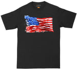 Big and Tall Men | USA Flag Grunge Design | July Fourth Graphic T-Shirt