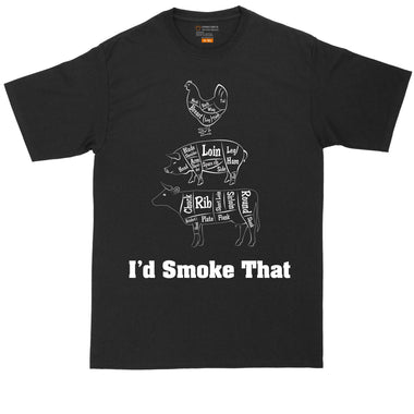 I'd Smoke That Meat Chart Version| Big and Tall Mens T-Shirt | Funny T-Shirt | Graphic T-Shirt