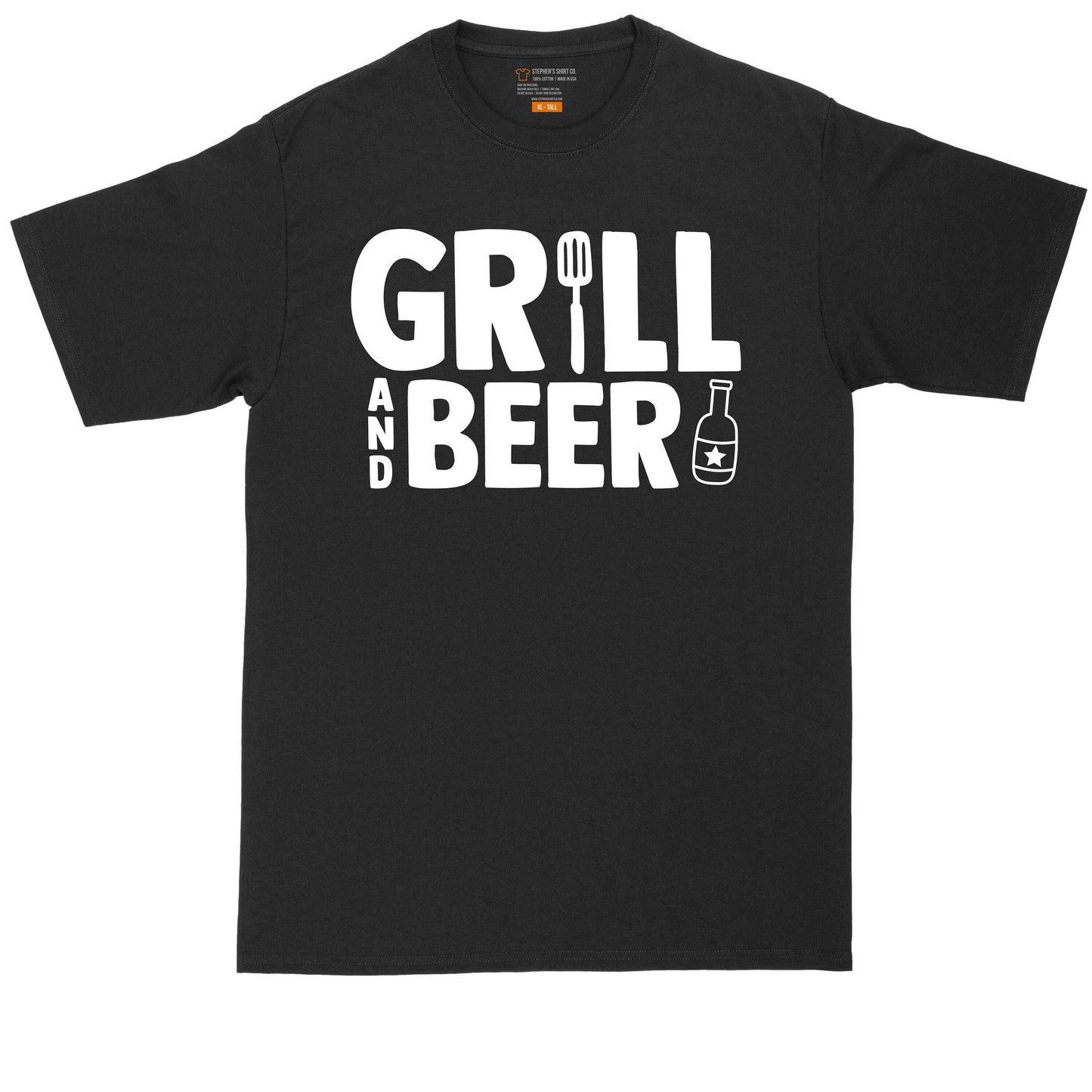 Grill and Beer | Grilling and Smoking Shirt | Mens Big and Tall T-Shirt