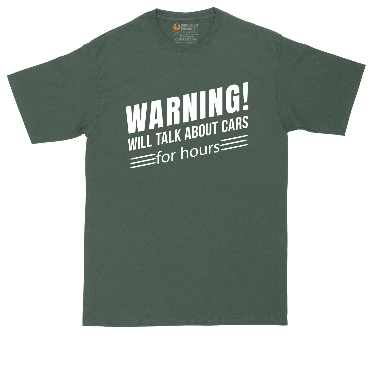 Warning Will Talk about Cars for Hours | Big and Tall Men | Funny Shirt | Birthday Shirt | Big Guy Shirt | Birthday Gift
