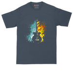 Fire and Water Guitar Design | Music Shirt | Guitar Player Shirt | Mens Big and Tall T-Shirt