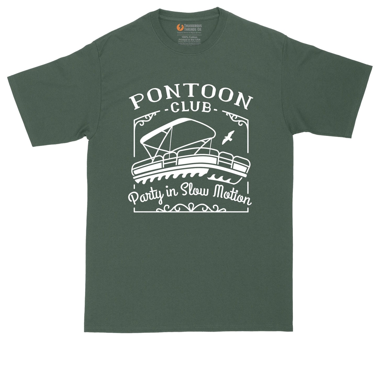 Pontoon Club Party in Slow Motion | Mens Big & Tall T-Shirt | Boating Shirt | Lake Shirt | Camping Shirt