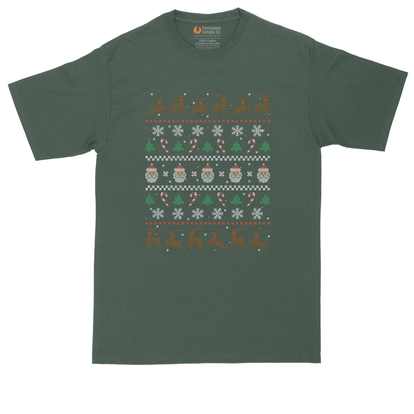 Santa and Reindeer | Ugly Christmas Sweater | Funny Christmas Shirt | Mens Big & Tall T-Shirt
